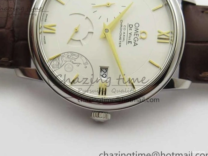 0110 Affordable De Ville Prestige Real PR SS ZF 1:1  Best Edition White Dial YG Markers Brown Leather Strap MIYOTA 7899